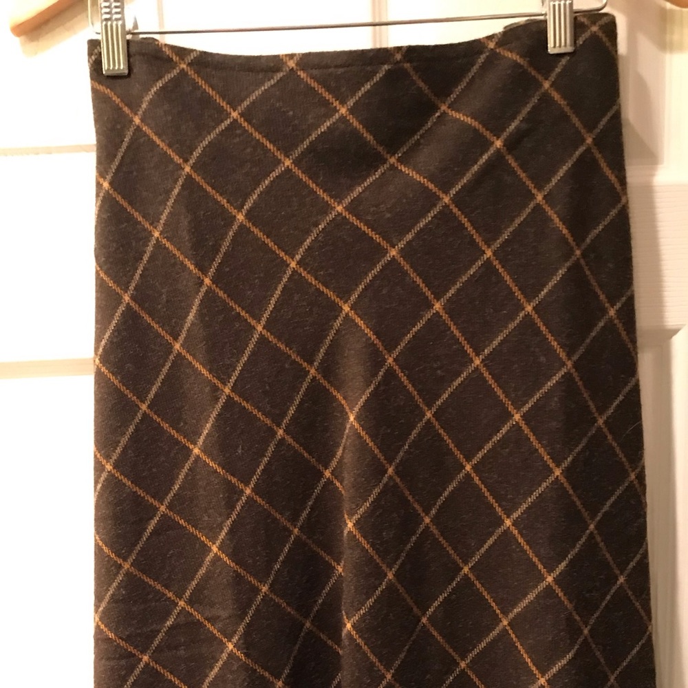 Lands End Brown Plaid a-line skirt